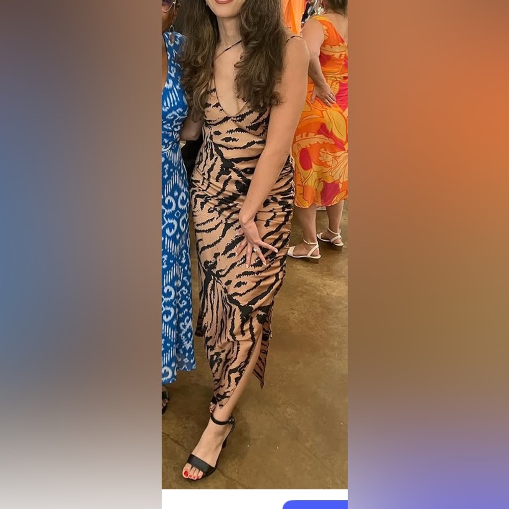 Zara Black and Tan Patterned Wedding Dress